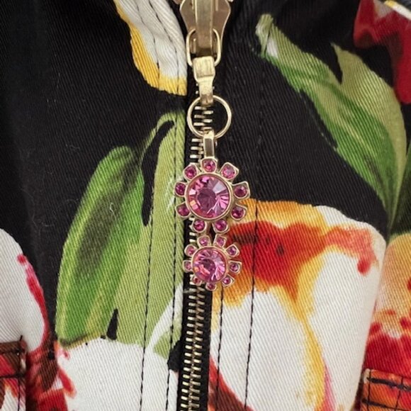 St. John Sport Marie Gray Floral Zip Front Jacket Women's Size P - Picture 5 of 7